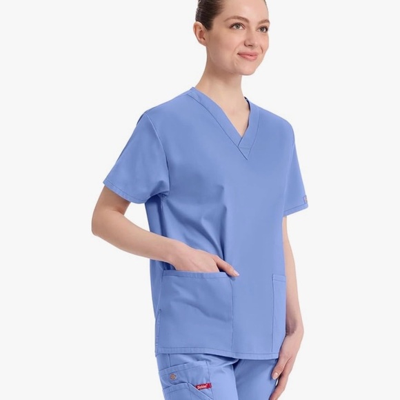 Dickies Women's Ceil Blue V-Neck Short Sleeve Scrub Uniform Top 0148 - Picture 4 of 5